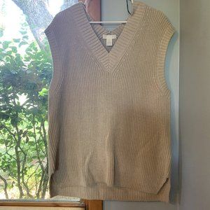 Oversized Beige Sweater Vest